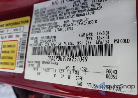 2015 Ford Fusion Se from USA, damaged, VIN 3FA6P0H91FR251049